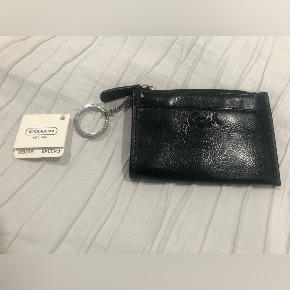 NWT COACH Black Zipper Key Chain